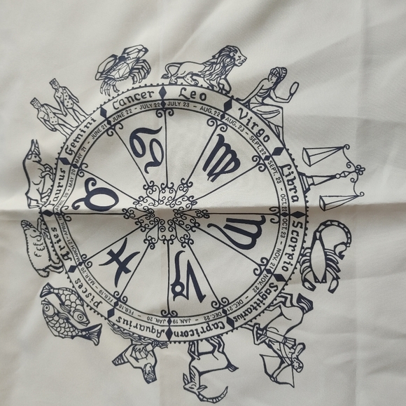 Vintage Zodiac white horoscope astrological scarf - Picture 2 of 3